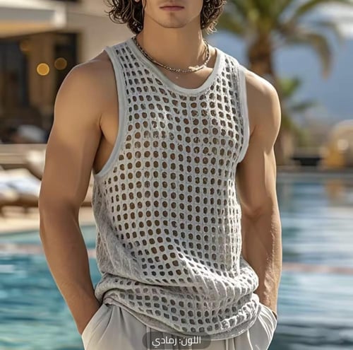 تيشيرت شبكي صيفي رجالي – ستايل أمريكي 2025