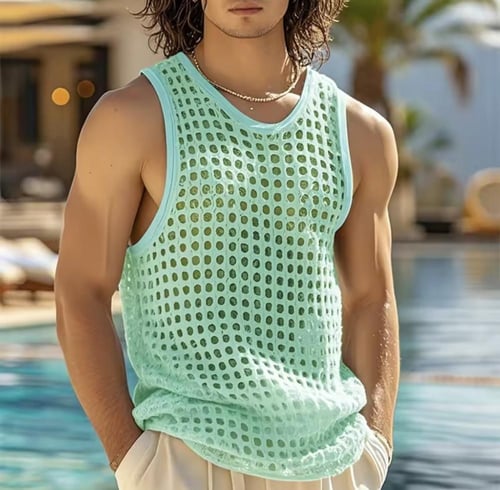 تيشيرت شبكي صيفي رجالي – ستايل أمريكي 2025