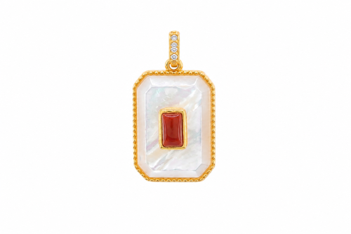 Coral Pearl Frame Pendant