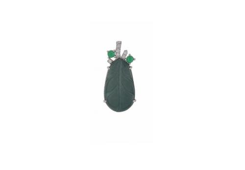 Leaf Carved Jade Pendant
