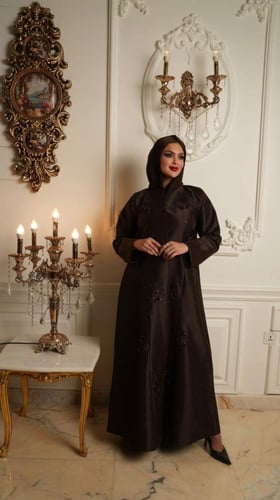 عباية بني ملكي تفته ايطالي راقي مع تطريز بالخرز ال...