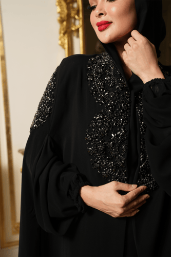 عباية كيب كريب صالونه فاخر بفصوص سوار فسكي