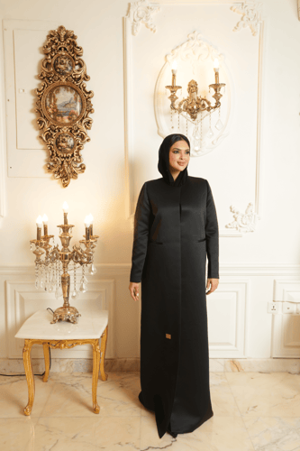 عباية اسود ملكية تفتة فرنسي بموديل كلاسيك راقي جدا...
