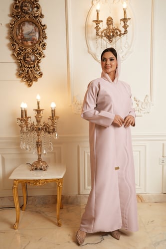 عباية وردي تفته فرنسي موديل اليقنت ناعم بقصة مميزة