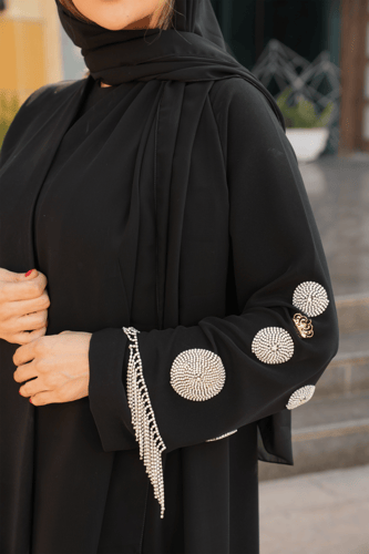 عباية كريب فرنسي مميزة بفصوص سوارفسكي