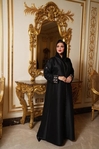عباية اسود تفتك فرنسي راقي مع تطريز يدوي باللون ال...