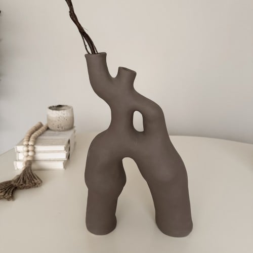 Two-opening brown vase
