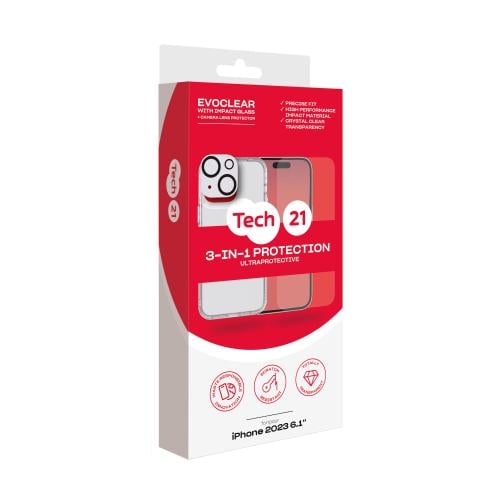 تك 21 بكج حماية شفاف ايفون 15 العادي 3 في 1