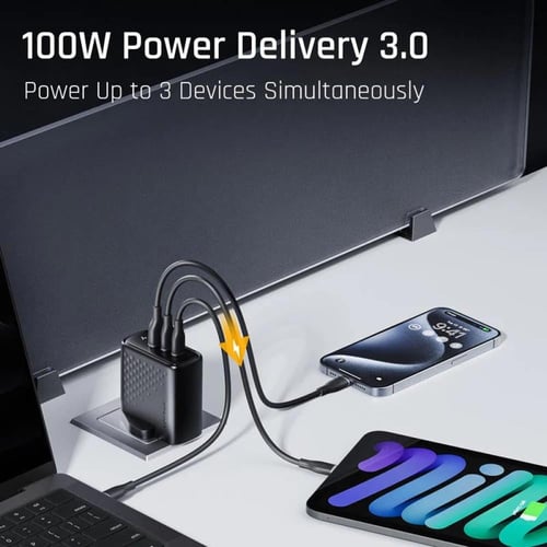 فولتمي ريفو شاحن جداري 100 واط GaN III – 2 USB-C P...