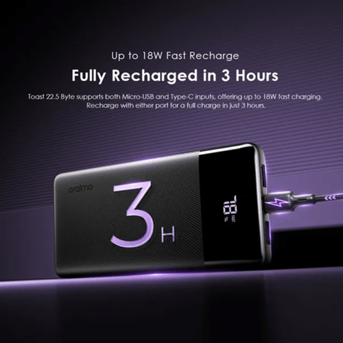 أورايمو شاحن متنقل توست بايت بمنفذ USB-C ومنفذين U...
