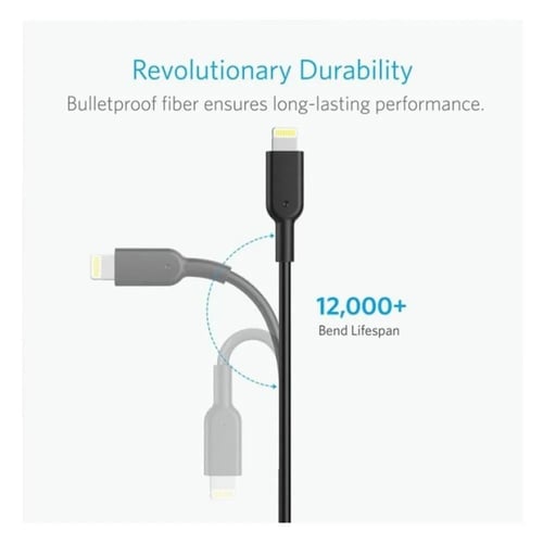 انكر - كيبل يو اس بي ايفون بطول 0.9 متر - اسود