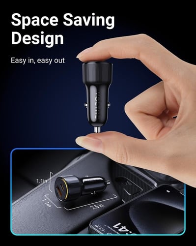 فولتمي شاحن سيارة كازو بمنفذ USB-C ومنفذ USB وبقوة...