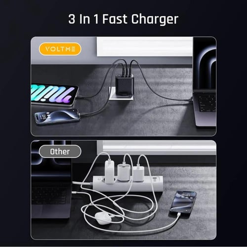 فولتمي ريفو شاحن جداري 100 واط GaN III – 2 USB-C P...