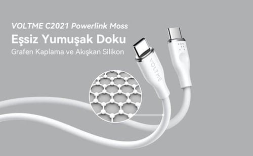 فولتمي كيبل شاحن ربل من USB-C إلى USB-C بطول 2 م و...