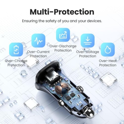 يو جرين شاحن سيارة بمنفذ USB ومنفذ PD بقوة 30 واط...