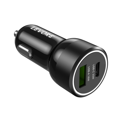 شاحن سيارة ليفوري 51 واط منفذ USB وPD - أسود