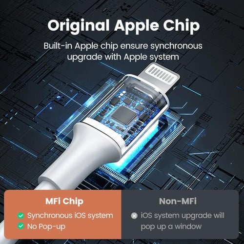 يوجرين كيبل شاحن USB إلى آيفون بطول 1 م - أبيض