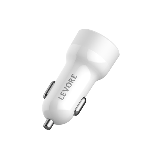 شاحن سيارة ليفوري 51 واط منفذ USB وPD - أبيض