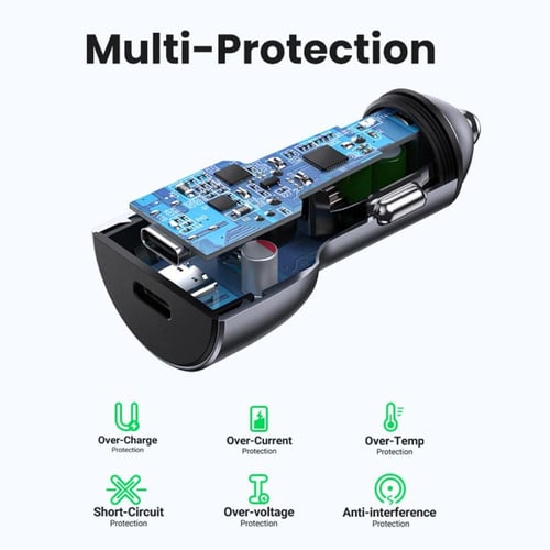 يوجرين شاحن سيارة بمنفذين PD وبمجموع القوة 40 واط...