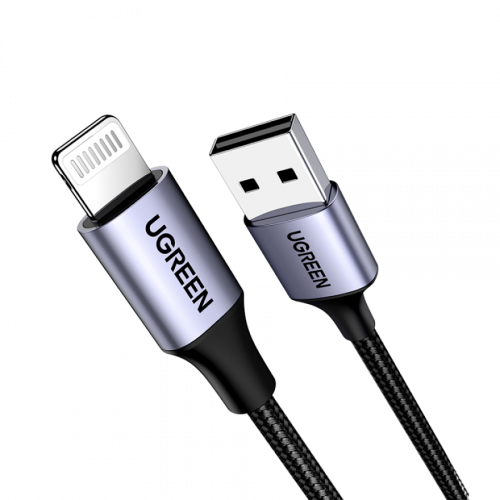 يوجرين كيبل يو اس بي الى لايثينج- قماش 2 م - اسود