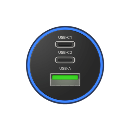 موماكس شاحن سيارة بثلاث منافذ منفذ USB ومنفذين USB...