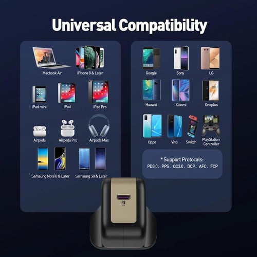 جودا شاحن جداري بقوة 30 واط بمنفذ تايب سي - اسود