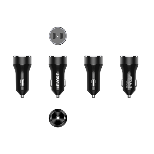 ليفوري شاحن سيارة 66 واط منفذين USB-C PD - أسود