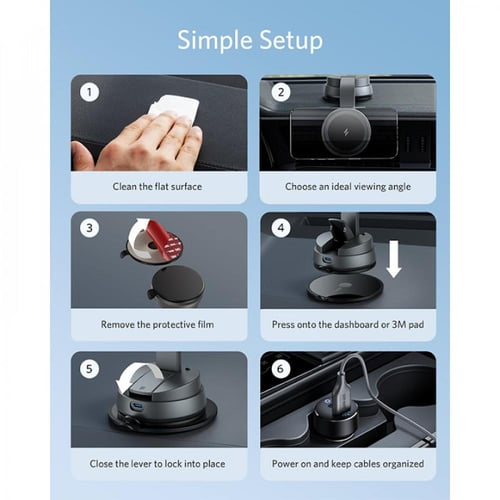 شاحن مغناطيسي لاسلكي انكر للسيارة اسود