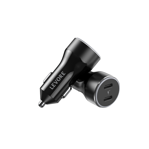 ليفوري شاحن سيارة 66 واط منفذين USB-C PD - أسود