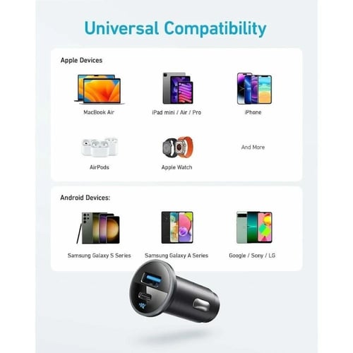 انكر شاحن سيارة بقوة 52 واط بمنفذ تايب سي ومنفذ يو...