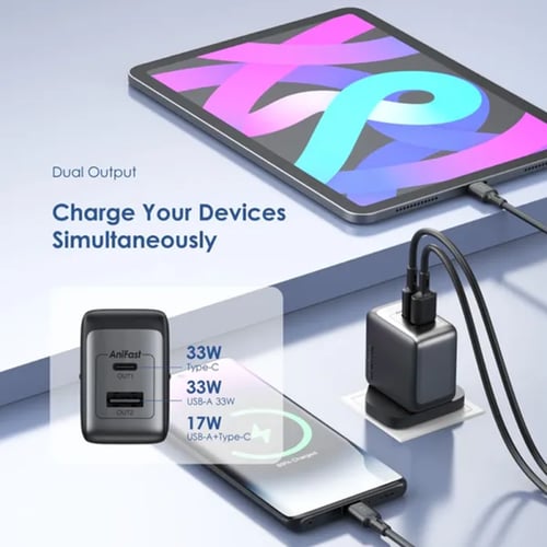 أورايمو شاحن جداري برو بتقنية GaN بمنفذ USB-C ومنف...
