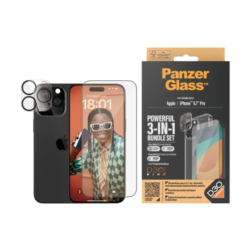 بانزر جلاس بكج حمايه للايفون 15 برو ماكس مع مادة D...