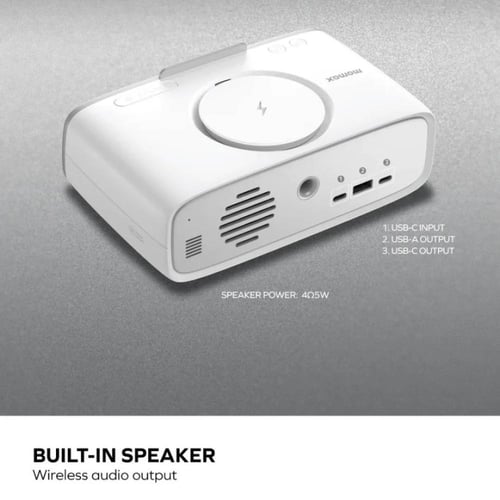 موماكس مكبر صوت وشاحن لاسلكي وساعة مع إضاءة ليلية...