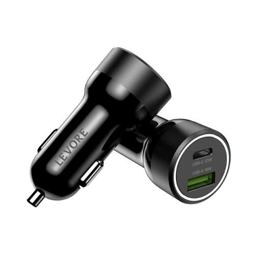 شاحن سيارة ليفوري 51 واط منفذ USB وPD - أسود