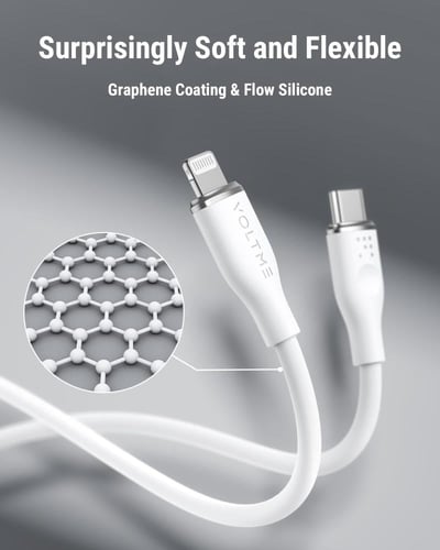 فولتمي كيبل شاحن ربل USB-C إلى آيفون بطول 1.2 م وب...