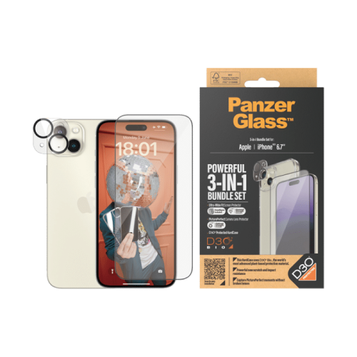 بانزر جلاس بكج حماية للايفون 15 بلس مع مادة D30 مم...