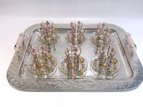 صينية اللوتس نحاس مسكه ماربل