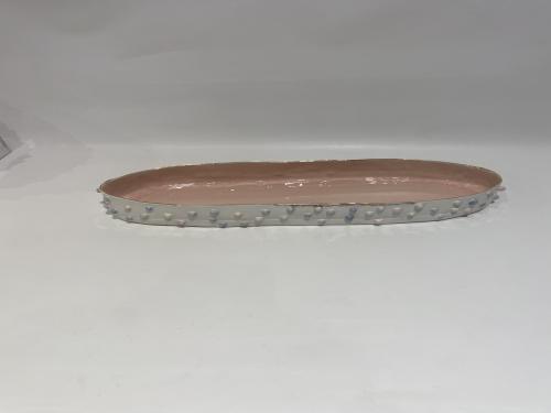 طبق تقديم منقط وردي - سيراميك