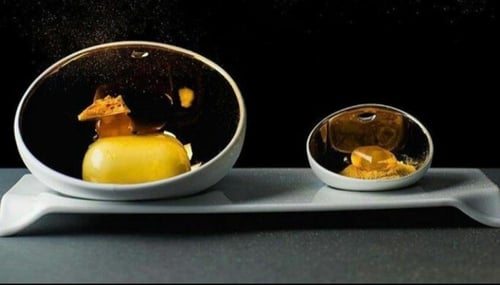 طبق بورسلين ذهبي _ صغير