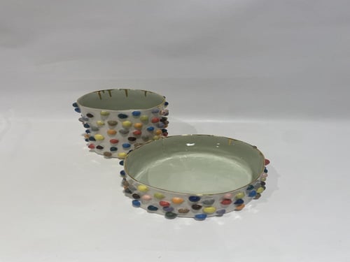 وعاء سيراميك اخضر منقط 20