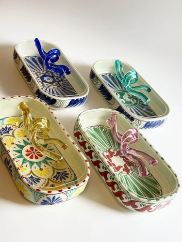 صحن سيراميك أصفر بيضاوي - WAVY