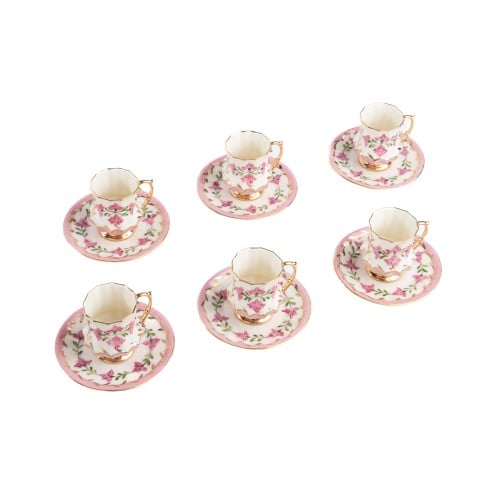 6 فنجان قهوه تركي زهري - رسم باليد