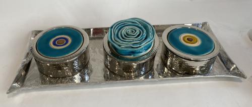 طقم صينيه و 3 تمريه نحاس