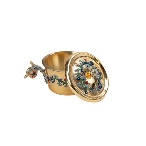 طقم 6 أطباق نحاس بنقش المينا وصينية اكريليك