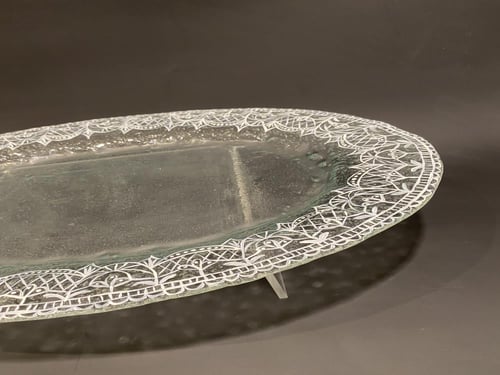 صحن دانتيل زجاجي بيضاوي