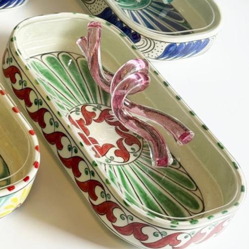 صحن سيراميك وردي بيضاوي - WAVY