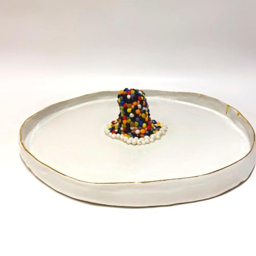 طبق بورسلين بنفسجي - كبير