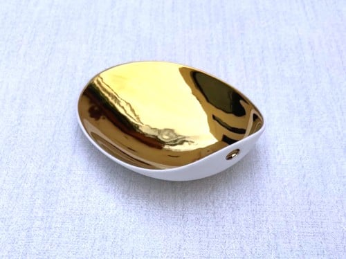 طبق بورسلين ذهبي_ وسط