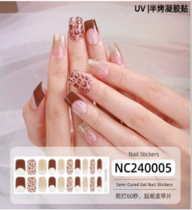 ملصقات اظافر بلون زهري وبني بالرقط شيتا فائق السرع...