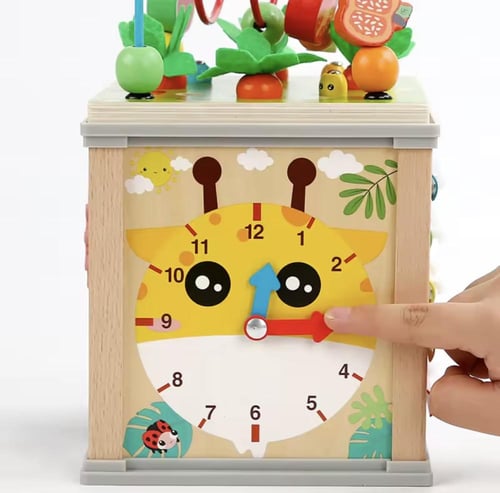 مكعب الأنشطة الخشبي التعليمي للأطفال – 7 في 1